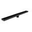 Drain de douche linéaire de 28 pouces avec grille Quadrato amovible, drain de plancher en acier inoxydable noir mat 304 avec crépine et pieds réglables
