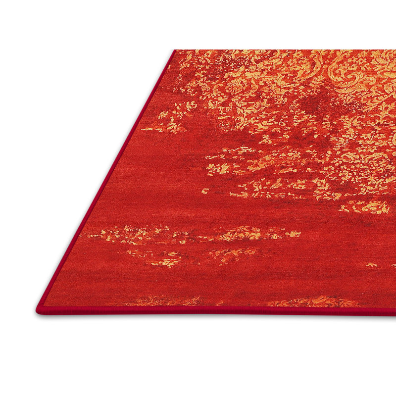 Tapis contemporain rouge / jaune Rosa, Rectangle 6 pi x 9 pi