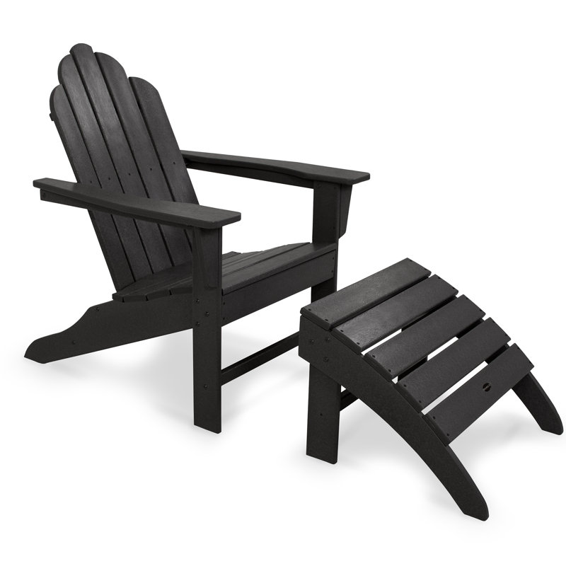POLYWOOD Long Island Adirondack 2-Piece Set, Black