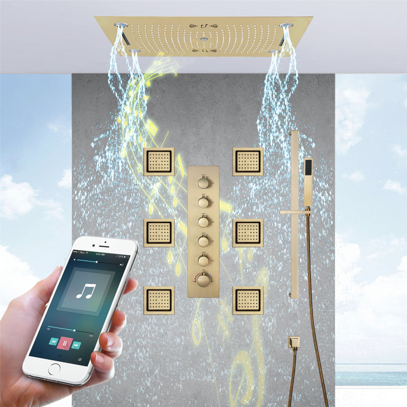 Fixation au plafond thermostatique avec valve brute, Or