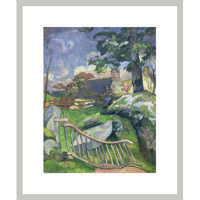 «The Wooden Gate or The Pig Keeper» par Paul Gauguin - Reproduction giclée encadrée