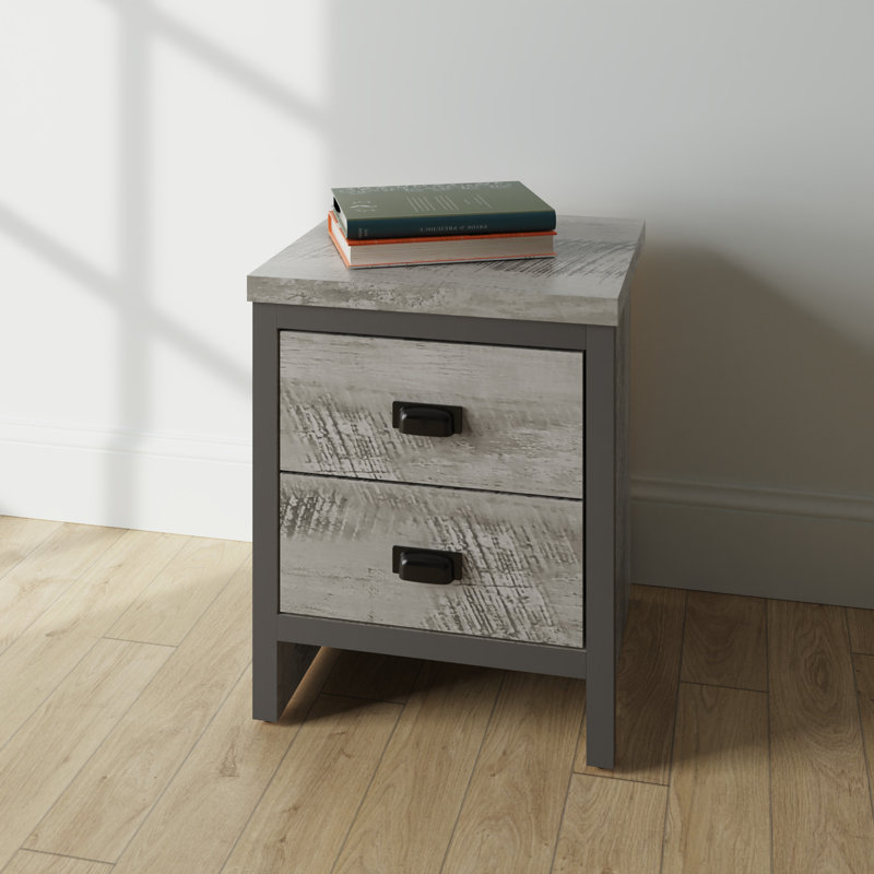 Alahia 43 cm W Bedside Table, Grey