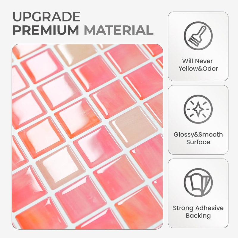 5 pièces dosseret auto-adhésif, carreaux de mur adhésif 3D - diamant rose, Pink Diamond