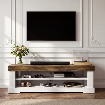 55" Farmhouse TV Stand, 2-Tier Entertainment Center with Storage