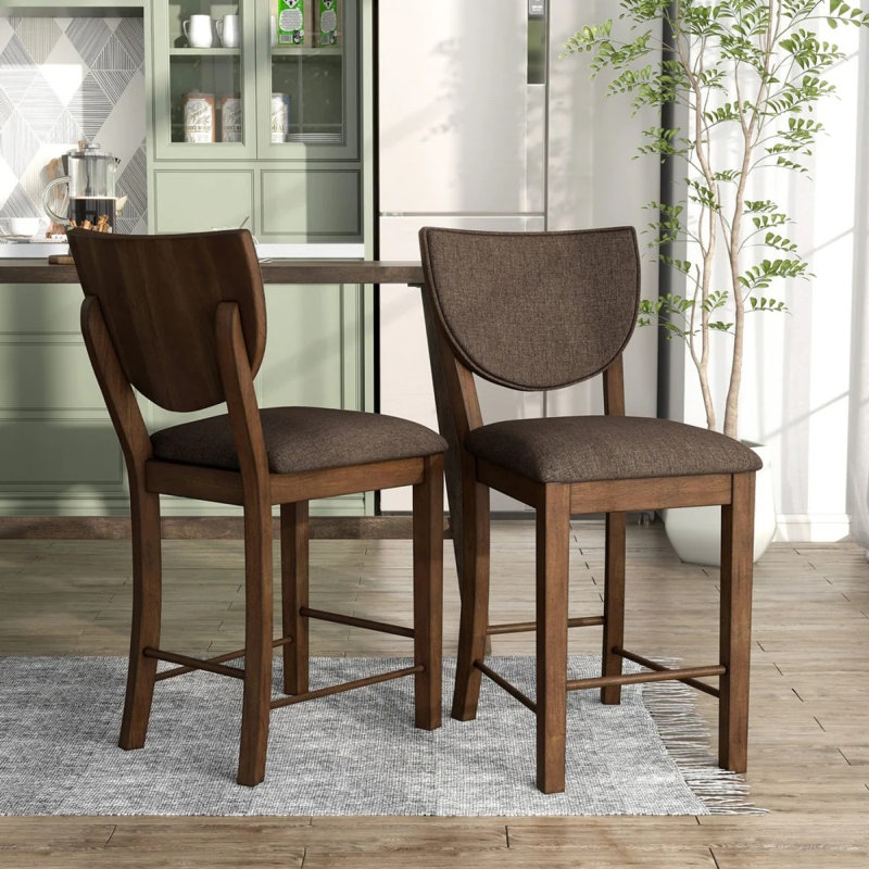Ensemble de 2 chaises rembourrées en noyer et chocolat noir