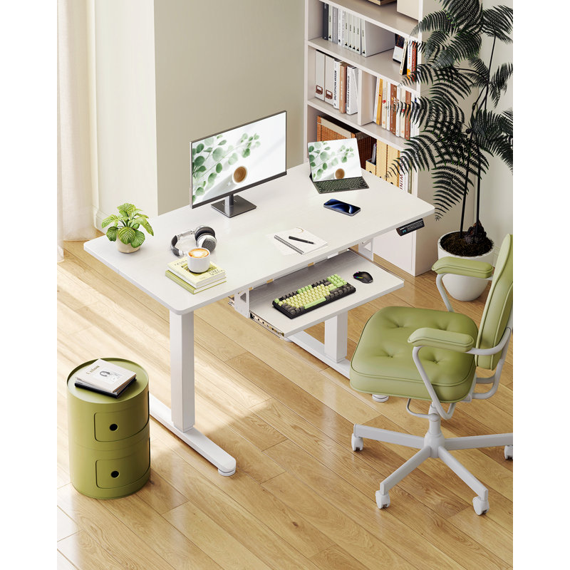 Electric Standing Desk With Keyboard Tray,writing Desk With Spacious Work Area,home Office Desk With Solid And Sturdy Structure