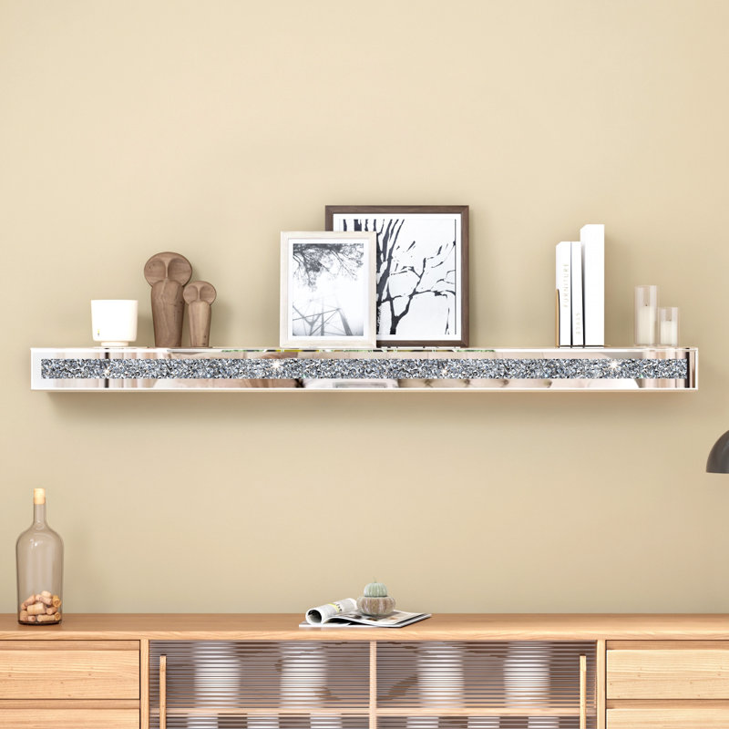 Tablettes murales flottantes en verre Cerrie, H 3,2 po x l 48 po x P 7,9 po