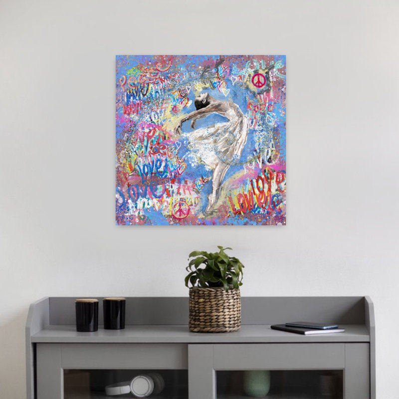 Graffiti ballerine 1 abstrait, art urbain contemporain, H 18 po x l 18 po