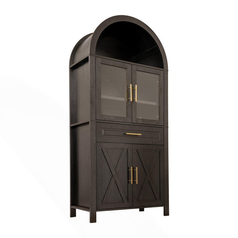 Garde-manger arqué avec porte vitrée, Noir