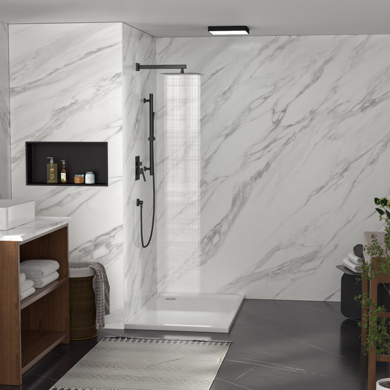 Pomme de douche carrée 12 po avec système de douche 12 po, Noir mat