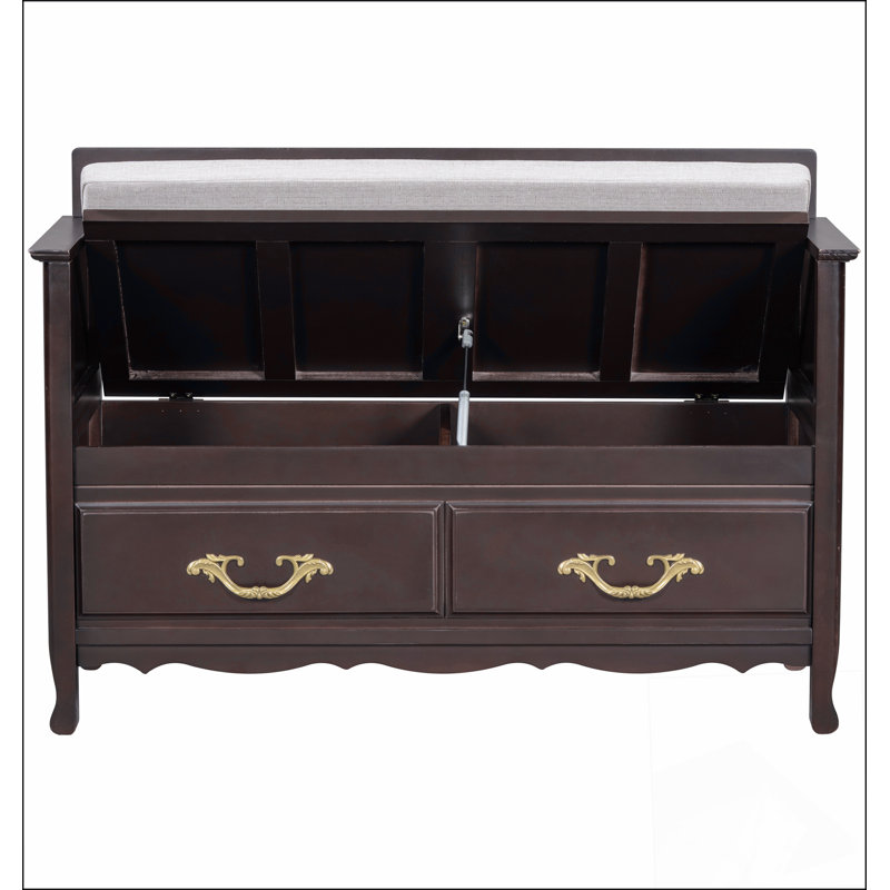 Shoe Bench with Removable Cushion, Entryway Bench with Hidden Storage for Entrance and Living Room, Shoe Storage Bench with Back