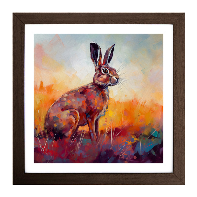 Hare Color Field Painting No.1 - Framed Print, Walnut