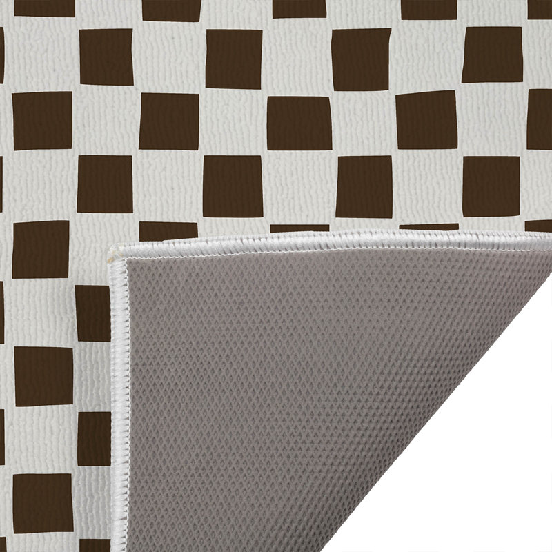 Checkered Absorbent Non-Skid Rectangular Toilet Mat