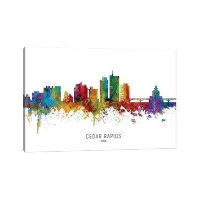 Cedar Rapids Lowa Skyline by Michael Tompsett - Wrapped Canvas Graphic Art -  East Urban Home, 642A9BF70EFD4351ACD6D6D6BF873967