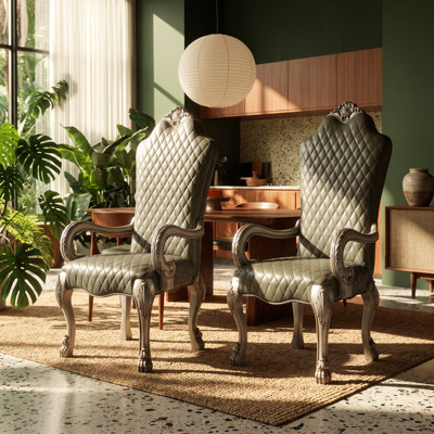 Ensemble de 2 chaises avec accoudoirs en simili cuir et en peuplier l 27,5 po x P 26,5 po Furniture Max