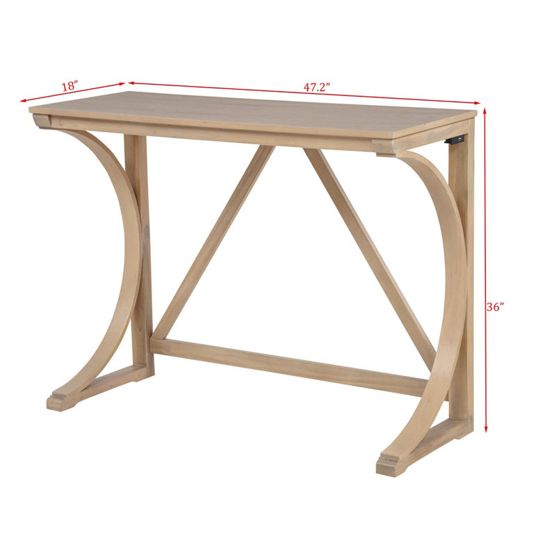 Ensemble de comptoir 3 pièces en bois naturel avec ports USB double