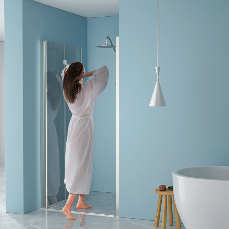 Porte de douche pliante sans cadre avec verre trempé