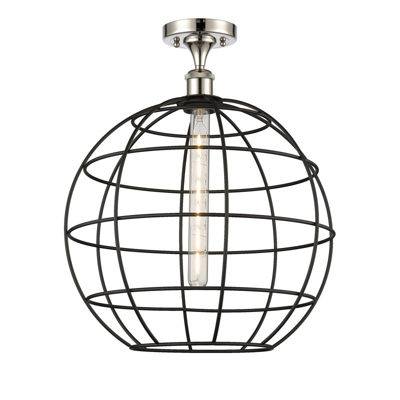 Plafonnier semi-encastré 1 lumière Ballston Lake Placid, H 19,25 po x l 16 po x P 16 po, Nickel poli
