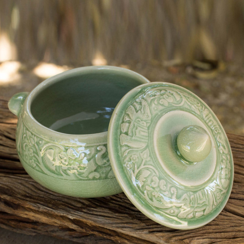 Celadon Handmade Earthenware Soup Bowl