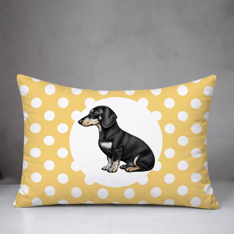 Coussin réversible intérieur / extérieur Dachshund Dog, 20 po x 14 po, Jaune