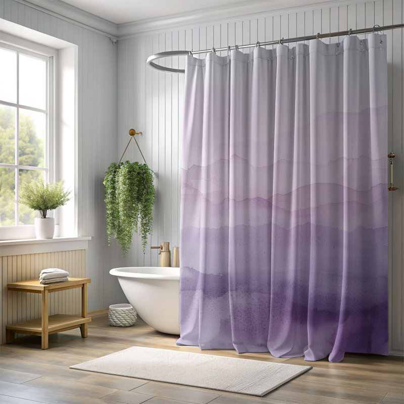 Subtle Purple Gradients - 1 Piece Standard Shower Curtain - 74" H x 71" W