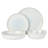 Gibson Elite Auckland Blue Swirl Stoneware Reactive Glaze 16 Piece Plates and Bowls Dinnerware Set