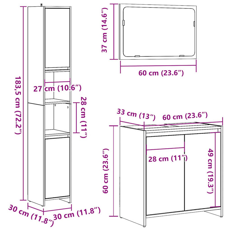 Arvind Bathroom Furniture Suite, Old Wood