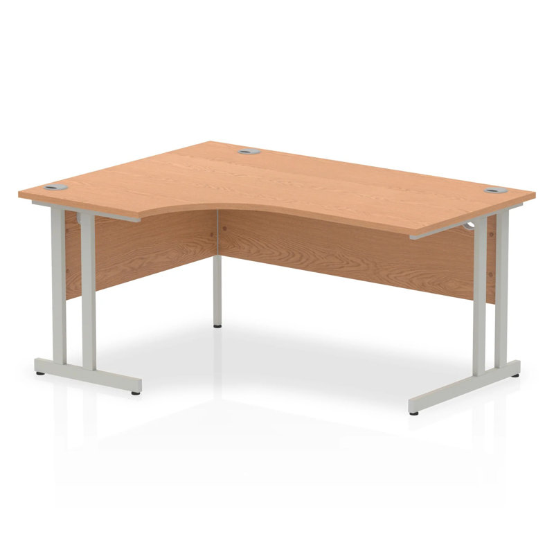 Impulse L-Shape Computer Desk, Left Hand Facing, 73cm H x 160cm W x 120cm D, Oak/Silver