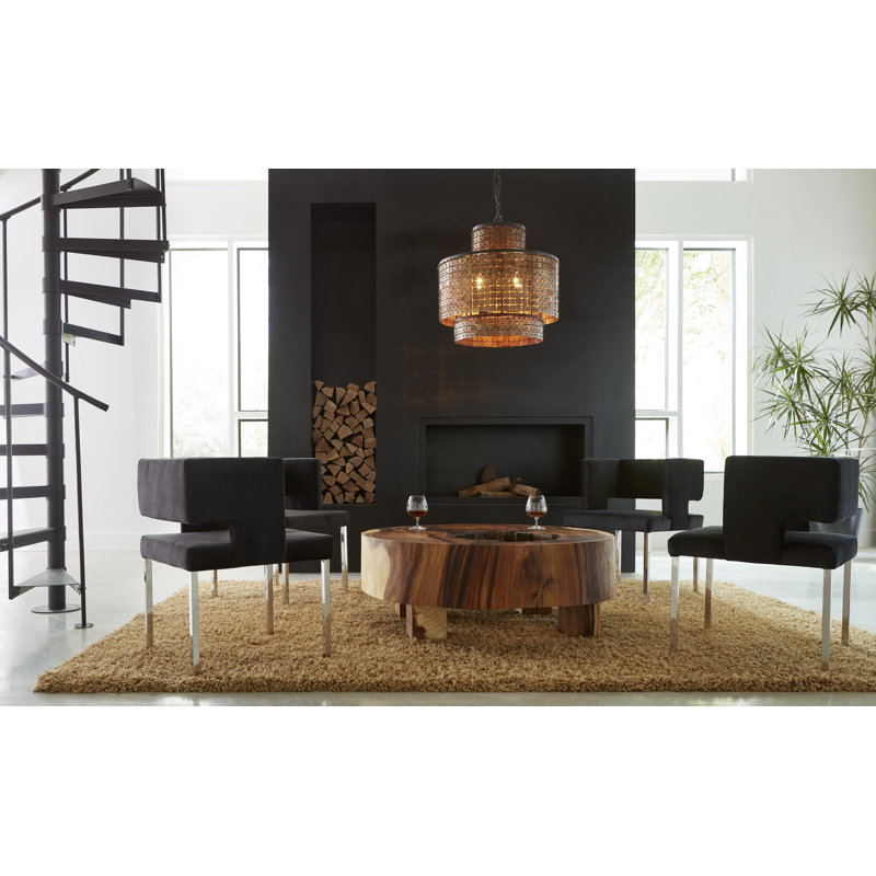 Seating Upholstered Solid Back Arm Chair in Black