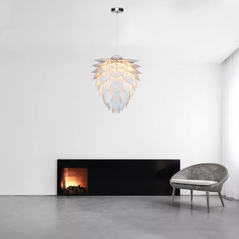 Lustre artichaut 1 lumière en bois blanc