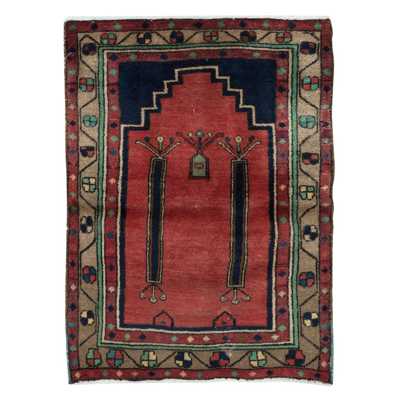 Tapis turc. Cadeau du Ramadan. Tapis de prière rétro rouge