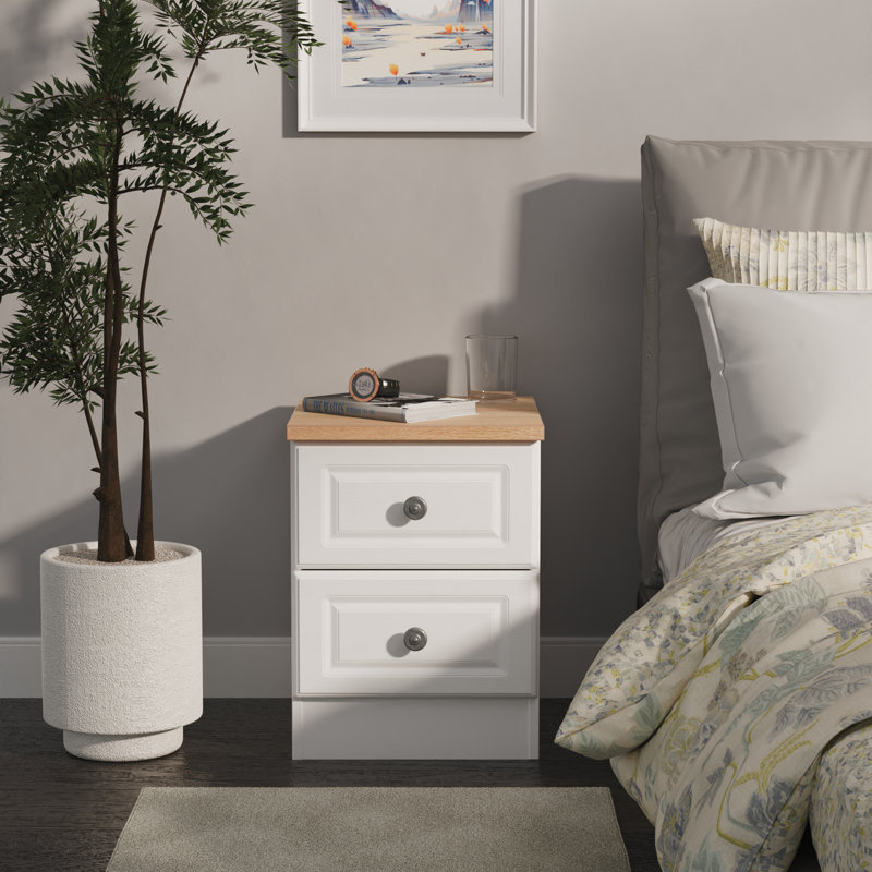 Arpelar 37cm W Manufactured Wood Bedside Table, White