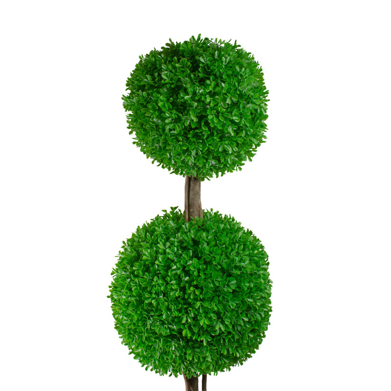 Lifelike Plastic Boxwood Triple Sphere Topiary in Pot, 60"