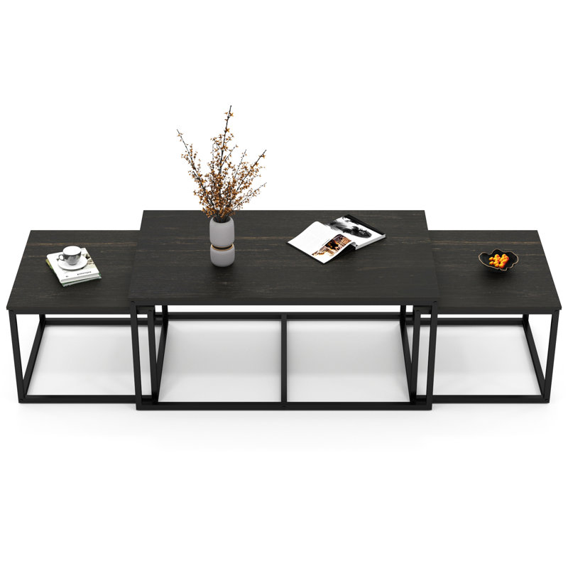 Ensemble de 3 tables basses gigognes, Noir, noir, noir, noir