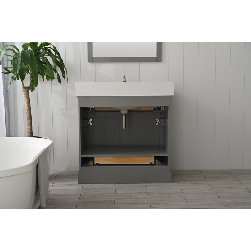 Ensemble de meuble-lavabo simple 36 po Arruda, Nickel brossé, Gris