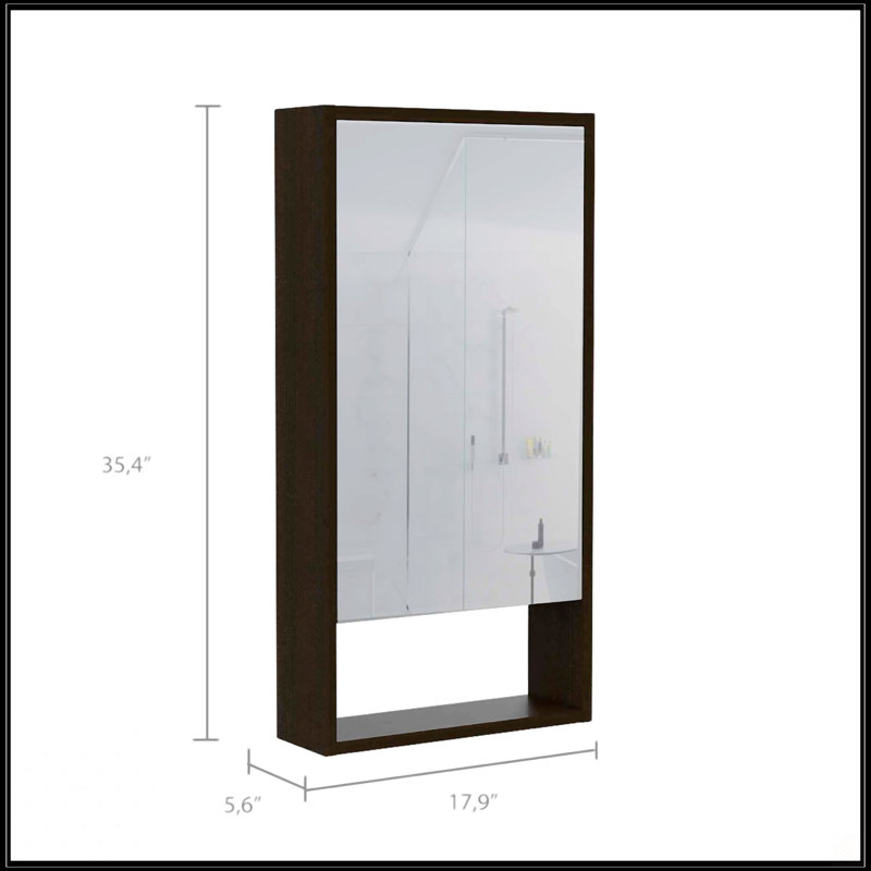 Pharmacie rectangulaire avec miroir, Black
