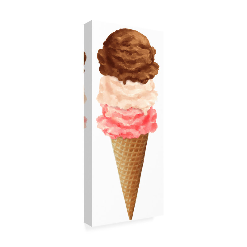 «Ice Cream Cone 3 Scoop On Canvas» par RetroPlanet, reproduction d'art sur toile, H 24 po x l 10 po x P 2 po