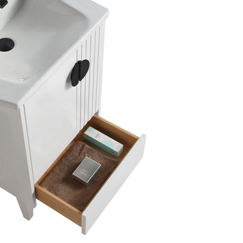 Ensemble de meuble-lavabo simple 20 po Saimah, Noir, Blanc mat