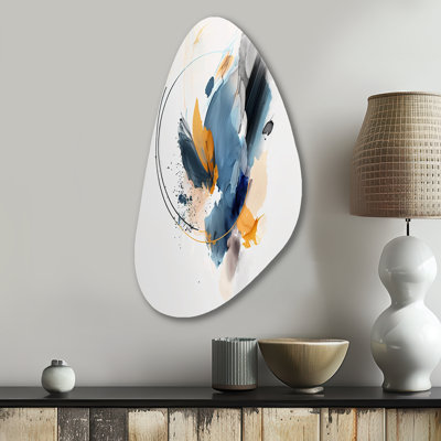 Abstract Shapes Modern Artwork II - Abstract Irregular Shape Metal Wall Art for Living Room, Blue Asymmetrical Metal Art Print