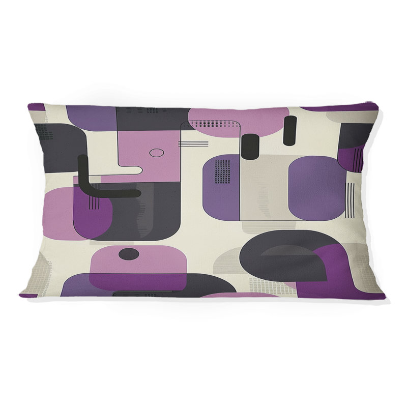 Coussin lombaire mauve à motif géométrique rétro