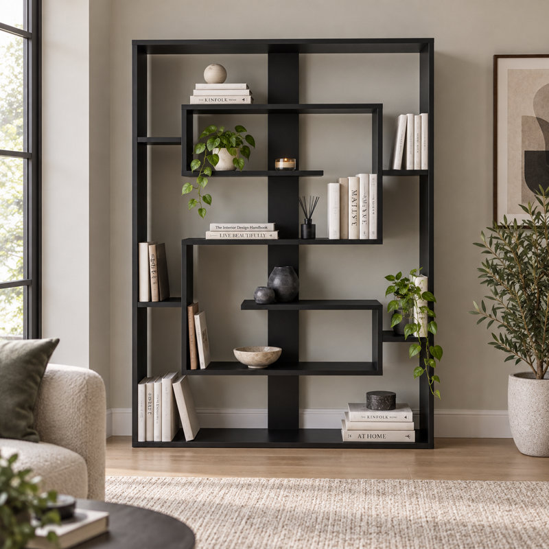 Esteban Modern Bookcase Bookshelf Shelving Unit, Black