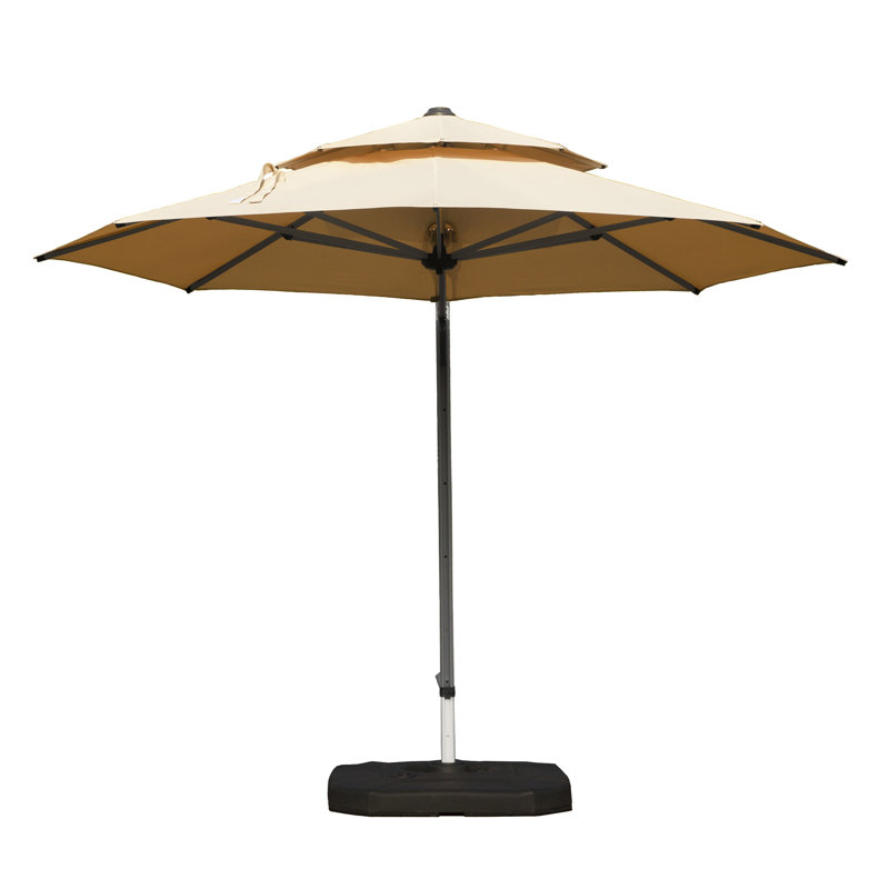 Parasol rond en porte-à-faux avec mât central, beige (base non incluse), Beige