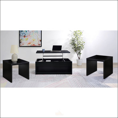 Ensemble de tables basses à plateau relevable noir Canyon, pour une vie moderne et une utilisation multifonctionnelle dans n'importe quelle pièce.