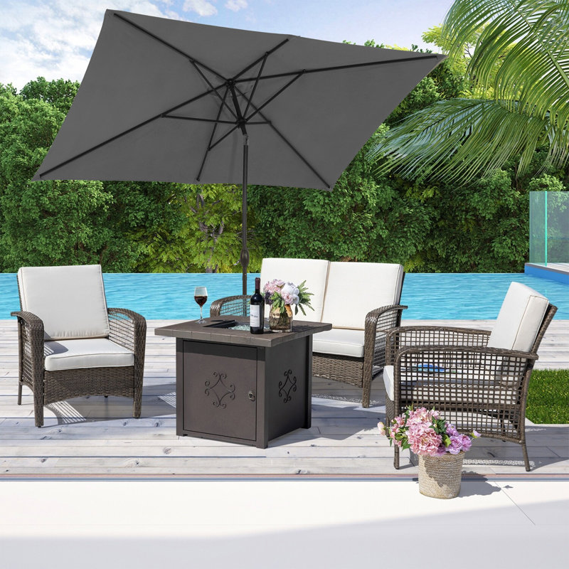 Birdwell Rectangular Outdoor Market Umbrella, Gray