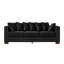 Canapé de salon moderne avec accoudoirs carrés décorés de clous argentés et revêtement en velours noir-1267447792