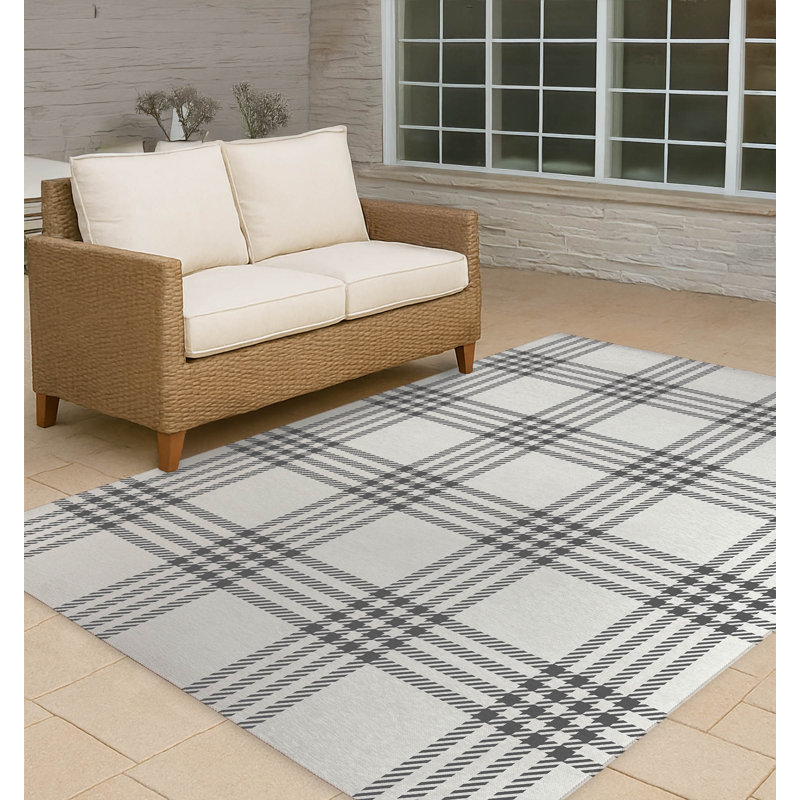 Tapis d'extérieur antidérapant à carreaux Christopher, Rectangulaire 2 pi x 3 pi