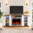 70" Electric Fireplace With Mantel, Farmhouse Fireplace Tv Stand For Tvs Up To 80 Inch, Realistic Stacked Stone Surround With Remote Control For Living Room