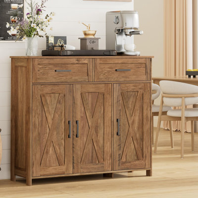 35.4" Farmhouse Sideboard Buffet Cabinet, Coffee Bar Storage Cabinet with Drawers & Doors