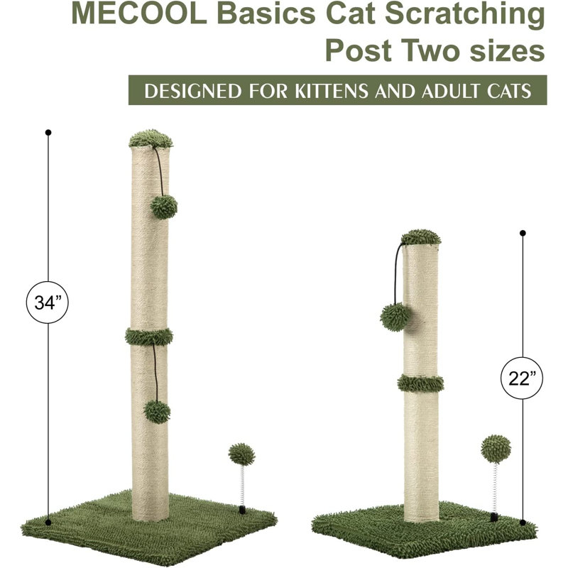 Poteau à griffes pour chat H 22 po Mecool Premium Basics, Vert cactus