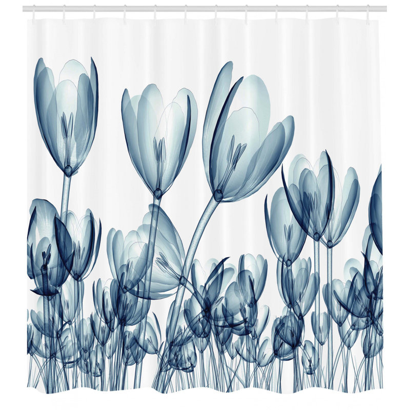 Ensemble de rideau de douche à fleurs et crochets, H 70 po x l 69 po